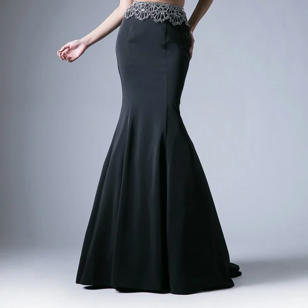 NEW LONG TWO PIECES MERMAID EMBROIDERED DRESS WITH CUTOUT ZIPPER BACK CD 11574 - Picture 5 of 8